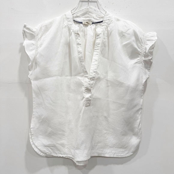 Anthropologie Pilcro The Tatum Futter Sleeve Blouse White Cotton Medium - Picture 2 of 12